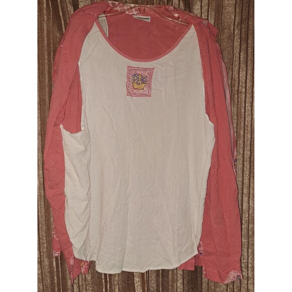 Alfred Dunner Twin Top Blouse Shirt Women Size 20 Pink Floral Collared Button Up - Picture 5 of 6